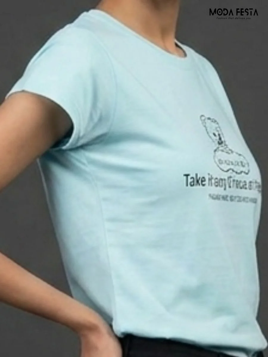 ModaFesta -Light Blue Graphic T-Shirt